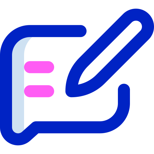 Text bubble with pen